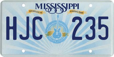 MS license plate HJC235