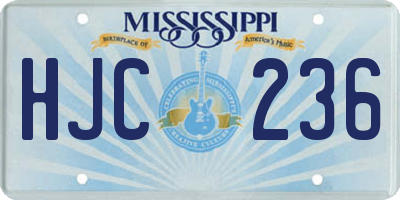 MS license plate HJC236