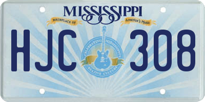 MS license plate HJC308