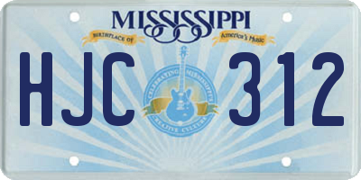 MS license plate HJC312