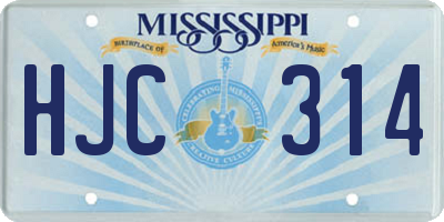 MS license plate HJC314