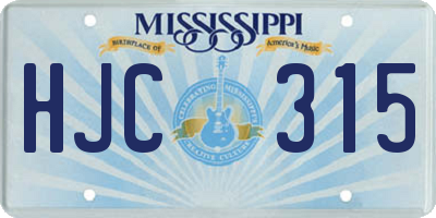 MS license plate HJC315