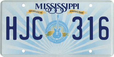 MS license plate HJC316