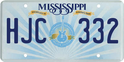MS license plate HJC332