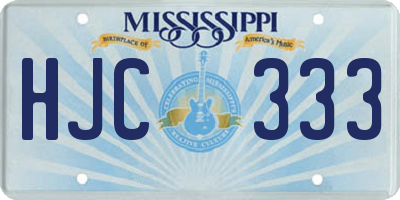 MS license plate HJC333