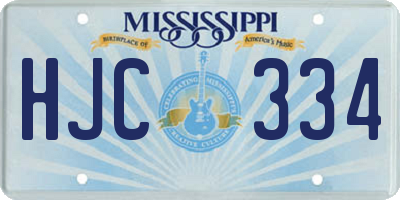 MS license plate HJC334