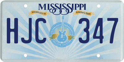 MS license plate HJC347