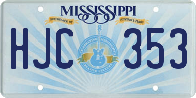 MS license plate HJC353