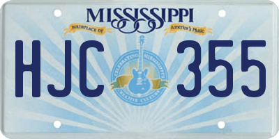 MS license plate HJC355