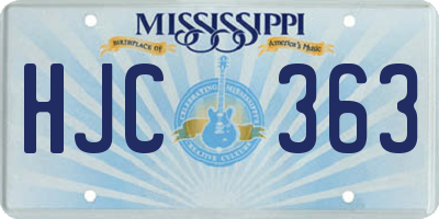MS license plate HJC363
