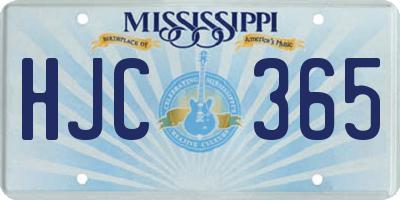 MS license plate HJC365