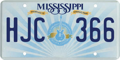 MS license plate HJC366