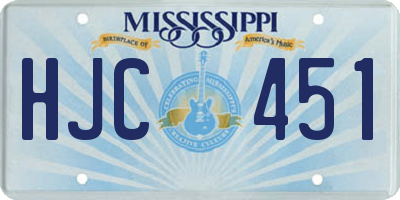 MS license plate HJC451