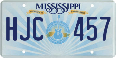 MS license plate HJC457
