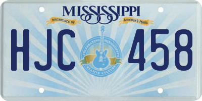 MS license plate HJC458