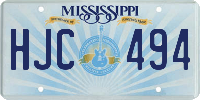 MS license plate HJC494