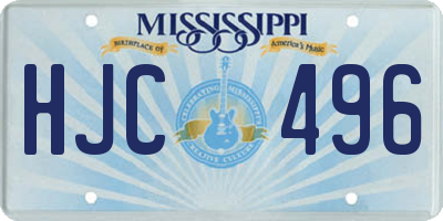 MS license plate HJC496