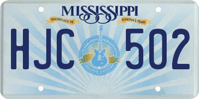MS license plate HJC502
