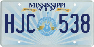 MS license plate HJC538