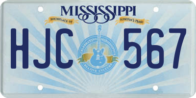MS license plate HJC567