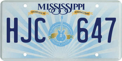 MS license plate HJC647