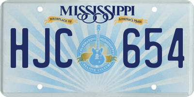 MS license plate HJC654