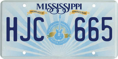 MS license plate HJC665