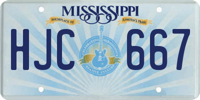 MS license plate HJC667