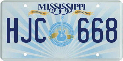 MS license plate HJC668