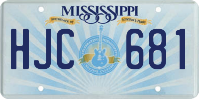 MS license plate HJC681
