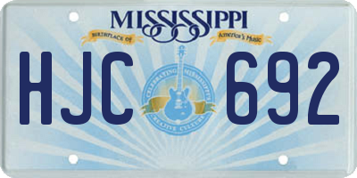 MS license plate HJC692