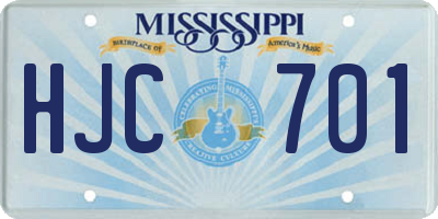 MS license plate HJC701