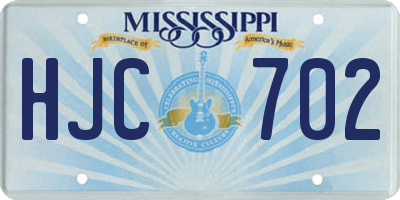MS license plate HJC702