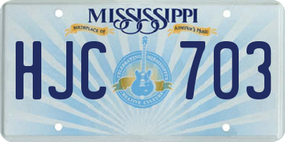 MS license plate HJC703