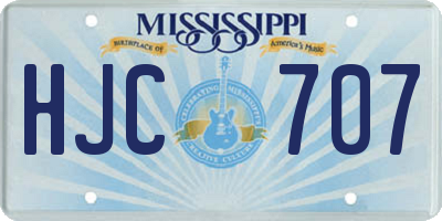 MS license plate HJC707