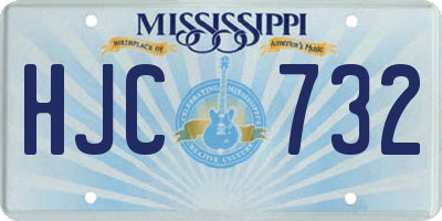 MS license plate HJC732