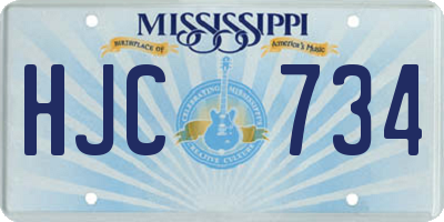MS license plate HJC734