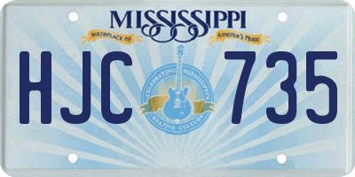 MS license plate HJC735