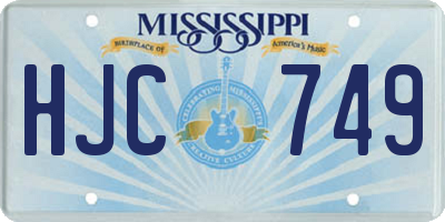 MS license plate HJC749