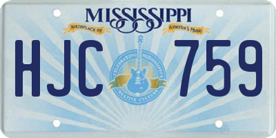 MS license plate HJC759