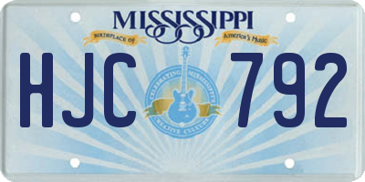 MS license plate HJC792