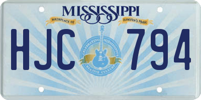 MS license plate HJC794