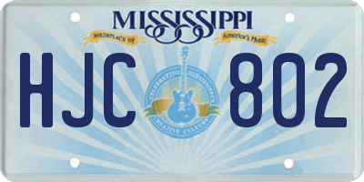 MS license plate HJC802