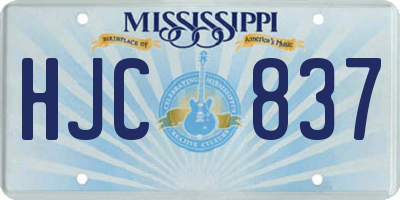 MS license plate HJC837