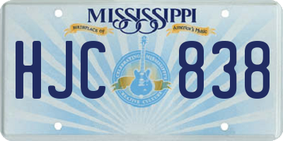 MS license plate HJC838