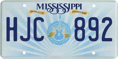 MS license plate HJC892