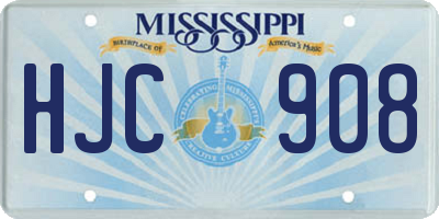 MS license plate HJC908