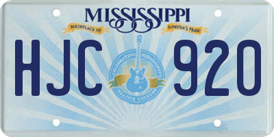 MS license plate HJC920