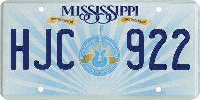 MS license plate HJC922