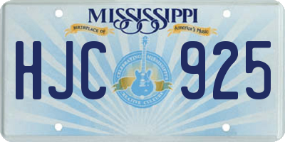 MS license plate HJC925